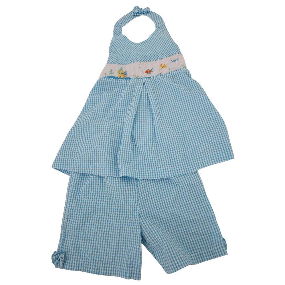 6X Rare Editions smocked fish short outfit
